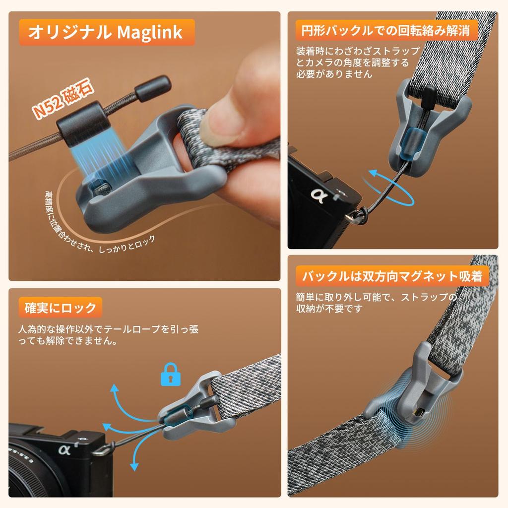Ulanji Falcam Camera Shoulder Strap with Maglink Quick Adjustable Length from 950mm To 60kg Load Leather and Nylon 36mm for Mirrorless and SLR Classic