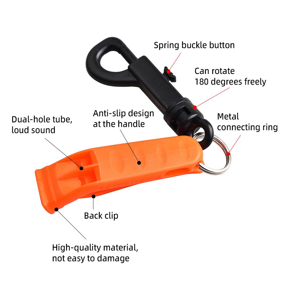 6pcs Emergency Whistle Safety Survival Whistle Signaling Whistle with Hook for Outdoor Camping