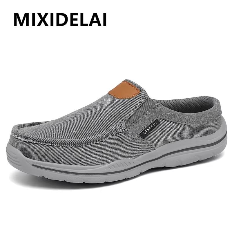 Men's Canvas Slippers Outdoor Anti-slip Casual Slippers Fashi Lightweight Half Slippers Comfortable Walking Men's Shoes