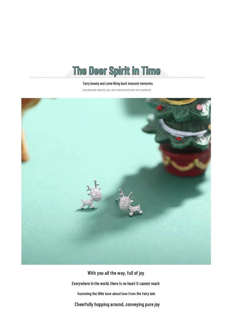 925 Sterling Silver Elk Stud Earrings - Elegant Light Luxury Deer Design, Perfect Christmas Gift for Women