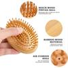 Bamboo Scalp Massager Brush for Hair Growth  Mini Round Hairbrush with Natural Bamboo Bristles & No Handle Design | Anti-Static Wooden Pins for Detang