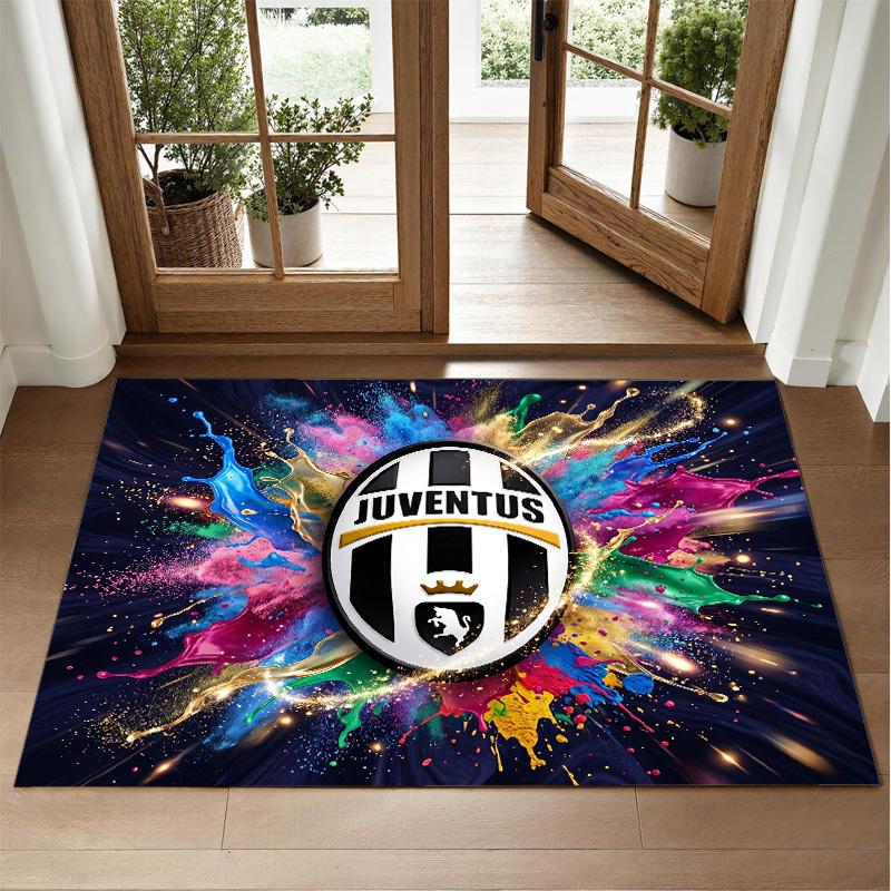 Juventus FC Design Crystal Velvet Rug Soft Decorative Mat for Bedroom Entrance