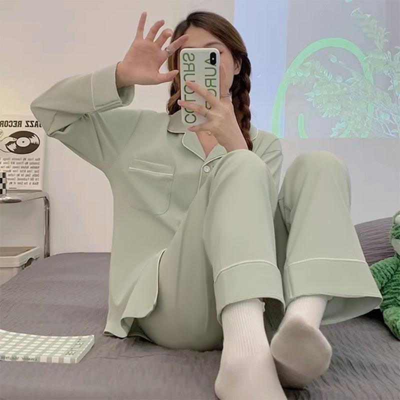 Fresh and sweet wind imitation cotton pajamas women's spring and autumn cute strawberry cardigan long-sleeved women's loungewear set autumn