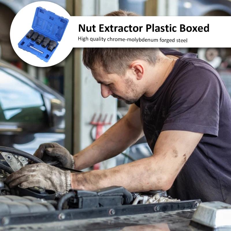 6Pcs Lug Nut Remover for Removing Damage Rusted Bolt Nut Screws Wheel Lock Removal Maintenance 17MM 19MM 21MM 22MM 27MM