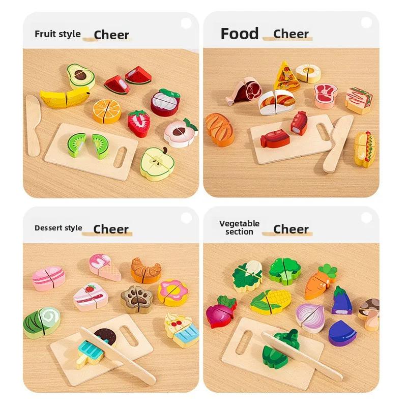 Simulation Kitchen Pretend Toy Wooden Classic Game Educational Toy for Children Kids Gift Cutting Fruit Vegetable Food Set Gifts