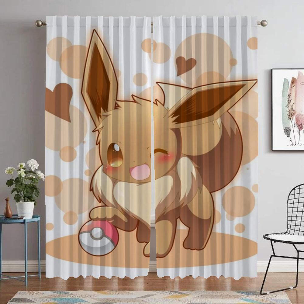 Blackout Kitchen Curtains for Bedroom Pikachus Window Curtain for Room 2 Panel Shades Home Interior Curtains Partition Living