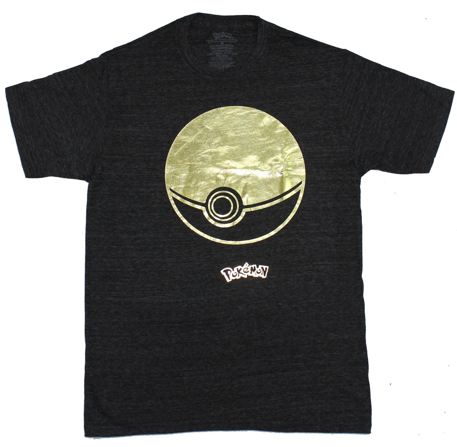 Pokemon Mens T-shirt Golden Foil Pokeball Image M