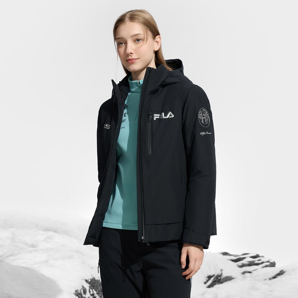 Fila Basic Versatile Warm Hooded Long Sleeve Down Jacket Women Outerwear Deep-Black A11W446907F-BK