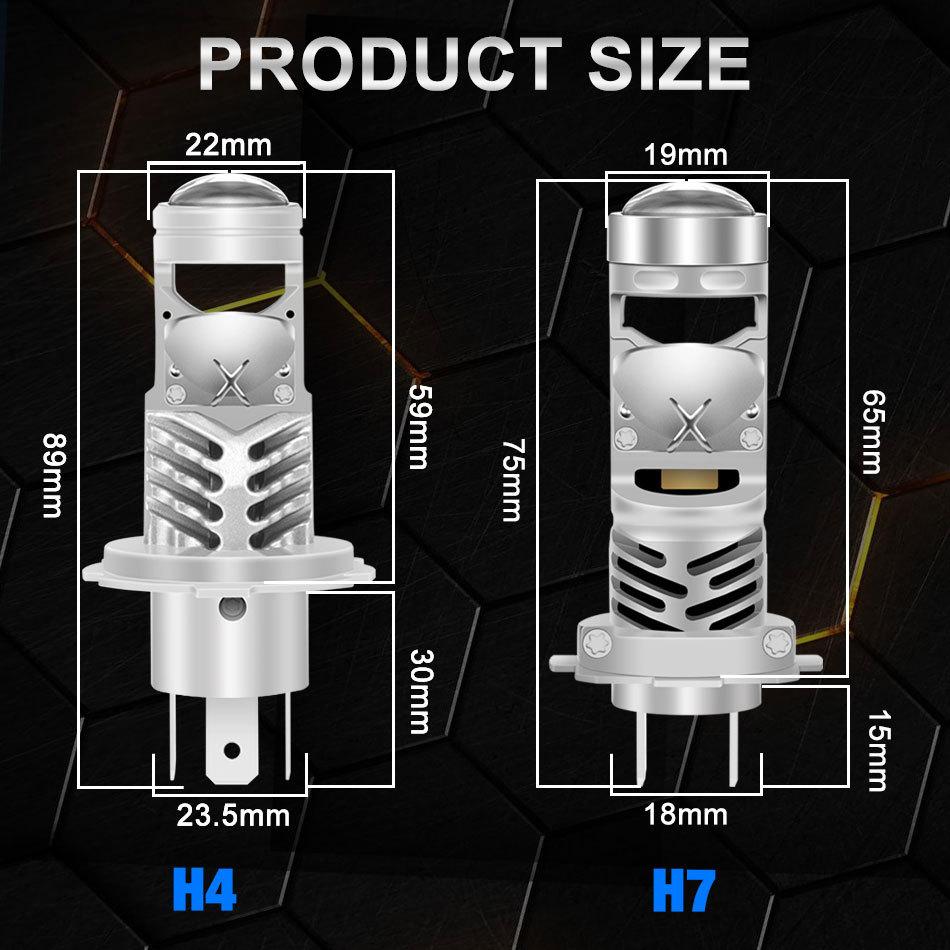 2 Stück H7 H4 Bi-LED Mini Projektorlinse LED Auto Scheinwerferlampen CANBUS HB2 9003 Fernlicht Abblendlicht 80000Lm Nebelscheinwerferlampe 12V Auto Motorrad Mini Linse