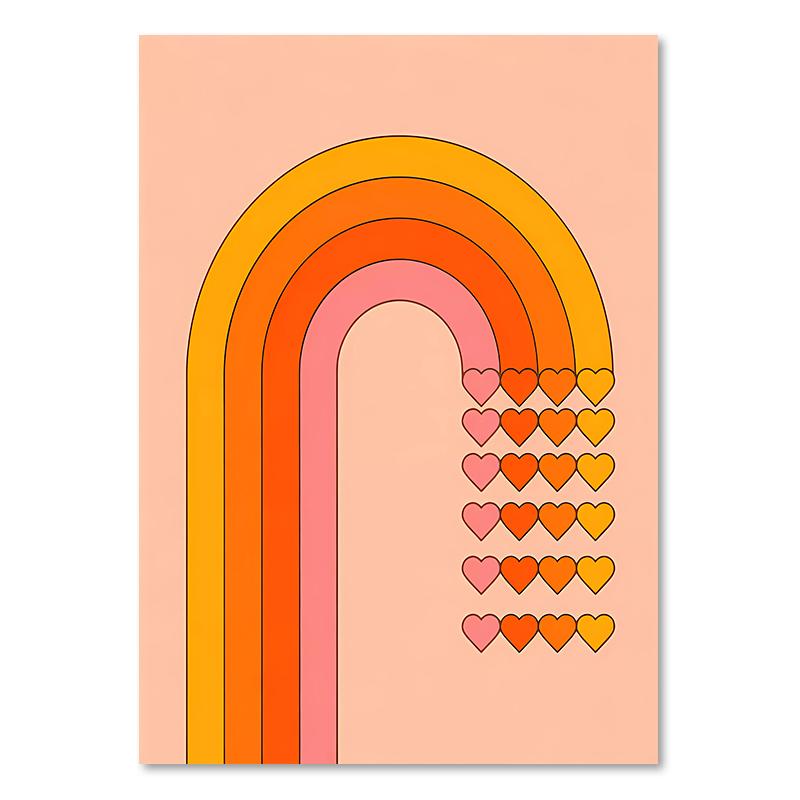 Retro Stripes Art Prints Sunset Lip Rainbow Flower Butterfly Boho Poster Canvas Painting Wall Pictures For Living Room Decor