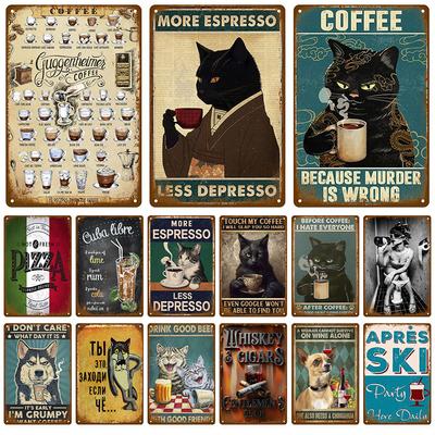 Retro Tin Sign Vintage Metal Signs Plates Posters House Interior Bathroom Wall Art Mural Aesthetic Room Home Decor Decorations