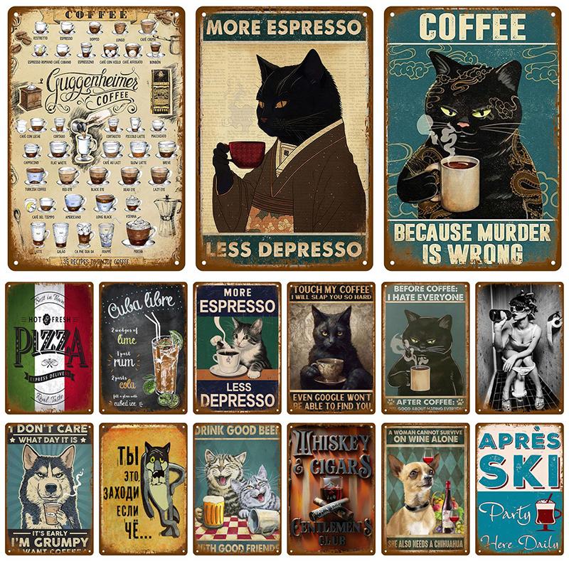 Retro Tin Sign Vintage Metal Signs Plates Posters House Interior Bathroom Wall Art Mural Aesthetic Room Home Decor Decorations