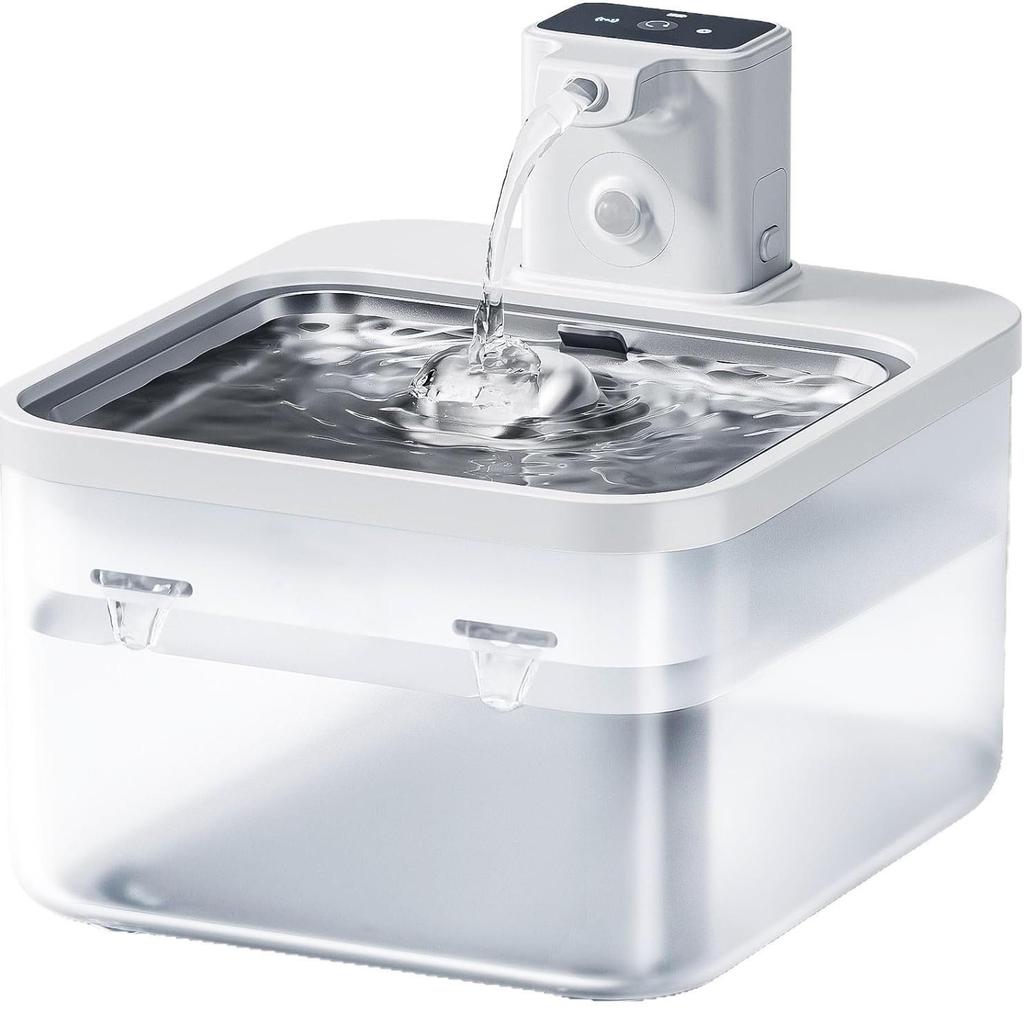 Ceramic Cat Water Fountain with Stainless Steel Circulation