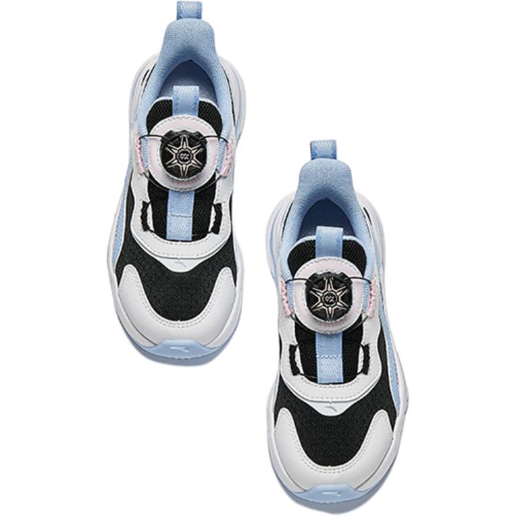 Anta Kids Mesh Comfortable Sports Testing Lightweight Shock Absorption Low Top Running Shoes Kids Running Shoes Black White Blue A22439919-2