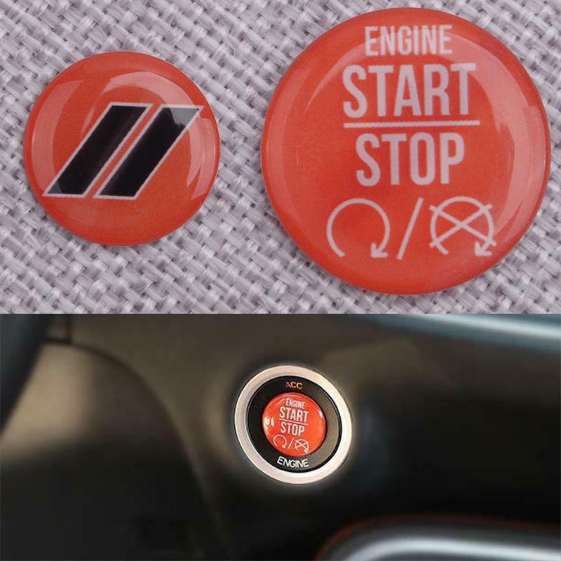2 шт. Накладка-наклейка на кнопку Start-Stop двигателя и кнопку багажника для Dodge Challenger Charger 2010-