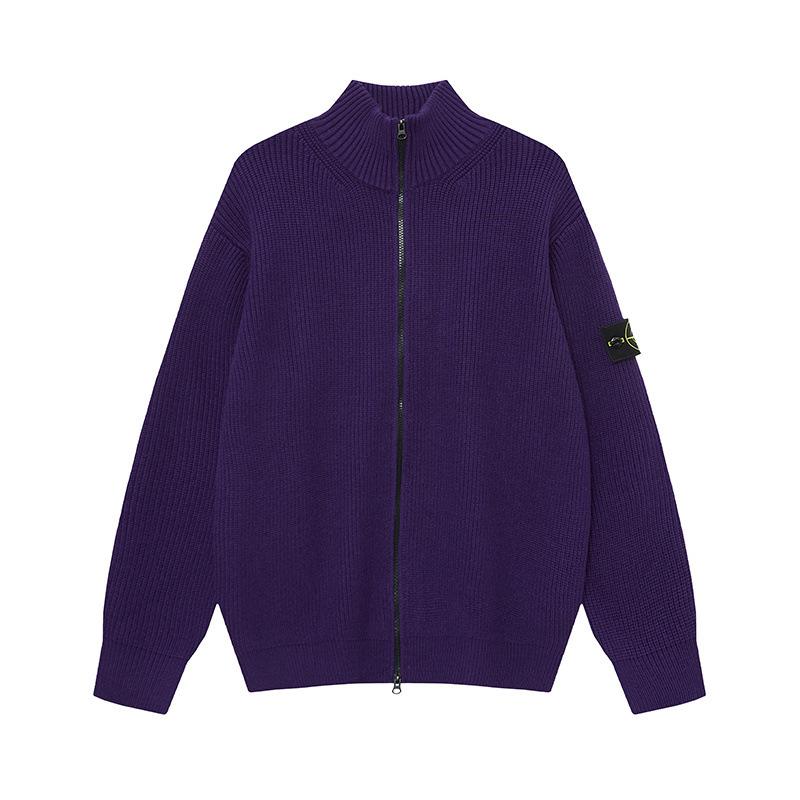 STONE Uniszex Cipzáras Kardigán Álló Galléros Jelvényes Kötött Pulóver Őszre/Télre