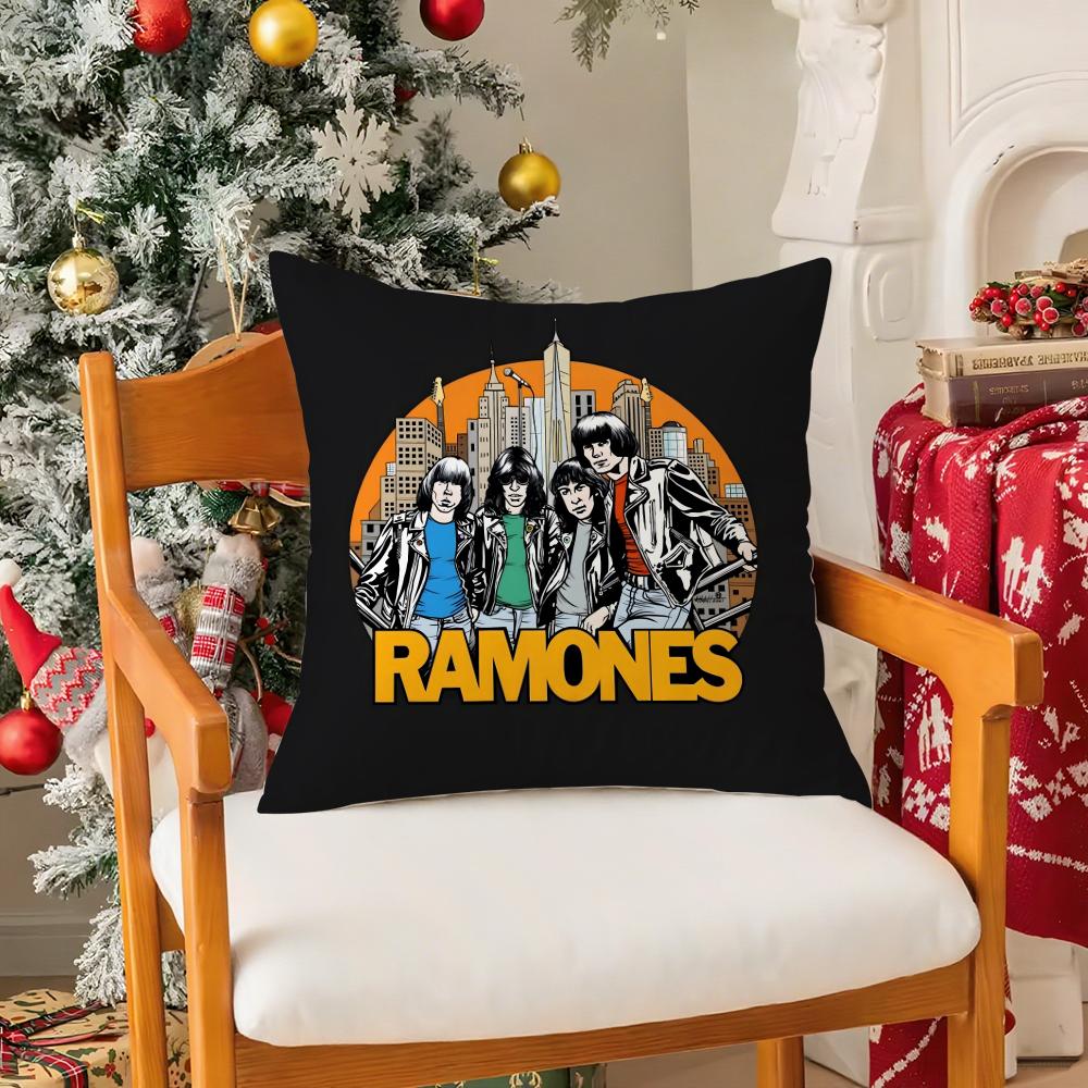Punk Home Decor R-Ramones Pillow Case Silky Short Plush With Invisible Zipper Dustproof Sofa Cushion Cover For Home Decor