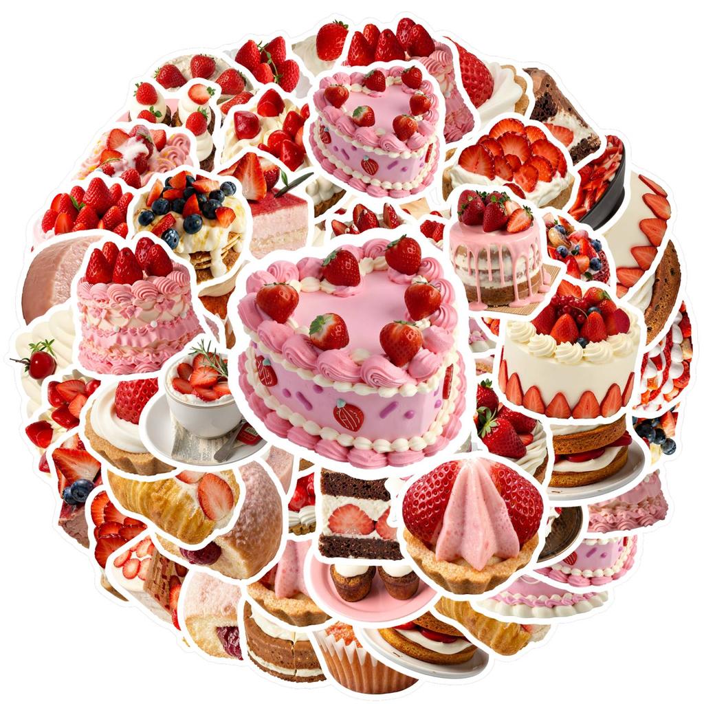 35pcs-50pcs Colorful Desserts Stickers Playful Strawberry Teacher Reward Stickers Funny Stickers For DIY Phone Laptop Scrapbook
