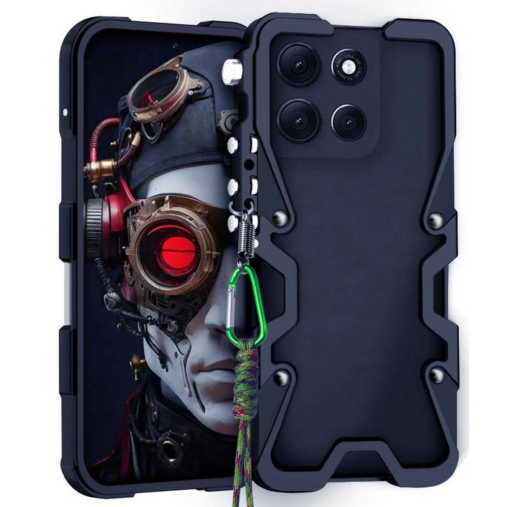 Бампер для Motorola Moto G86 5G, Металлический чехол из алюминиевого сплава, Защитная крышка для телефона с ремешком B
