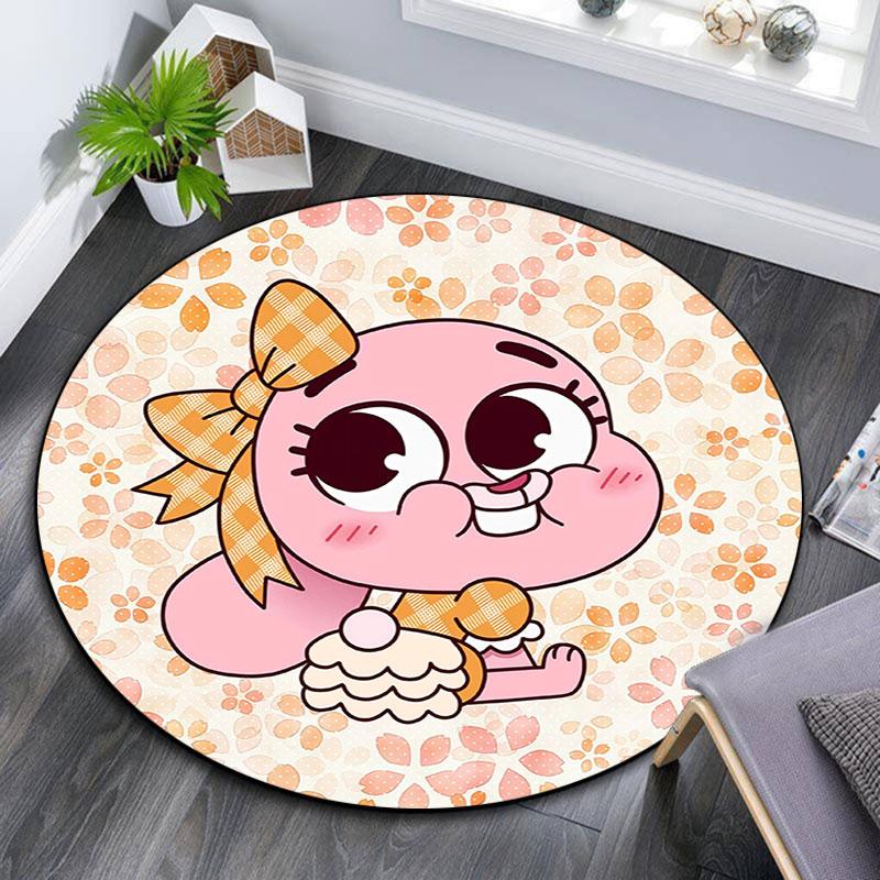 Anais Gumball Muster runder Teppich, Teppich für Wohnzimmer Schlafzimmer Spielzimmer, rutschfeste Bodenmatte, Weihnachtsgeschenke und Geburtstagsgeschenke.