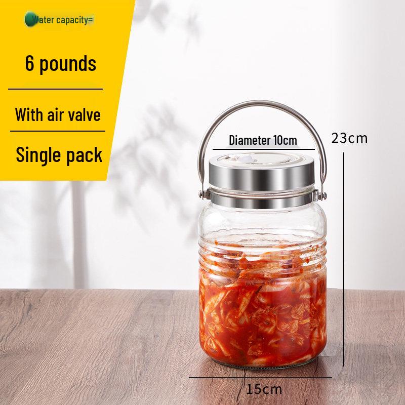 Glass Sealed Jar for Pickled Vegetables, Large Caliber Kimchi & Sauerkraut, Thickened Food-Grade Design