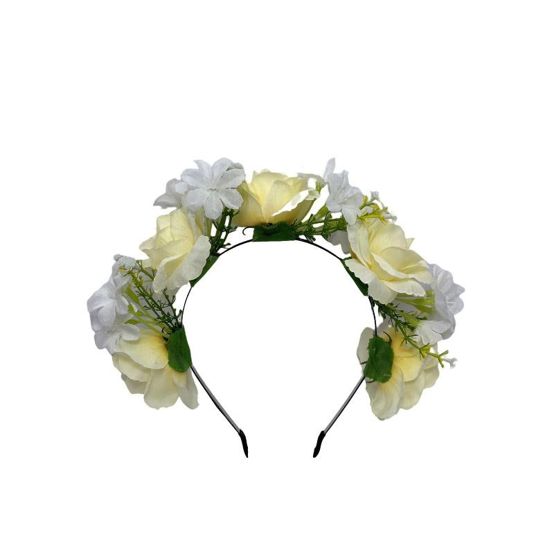 New simulated flower headband, bohemian wreath head buckle, women's fabric flower headdress