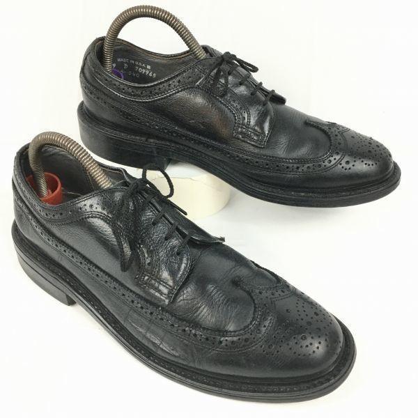 

70s80s USA Made Vintage Long Wingtip American Brogue Black Size 9D 26.527.0 Department Store Model