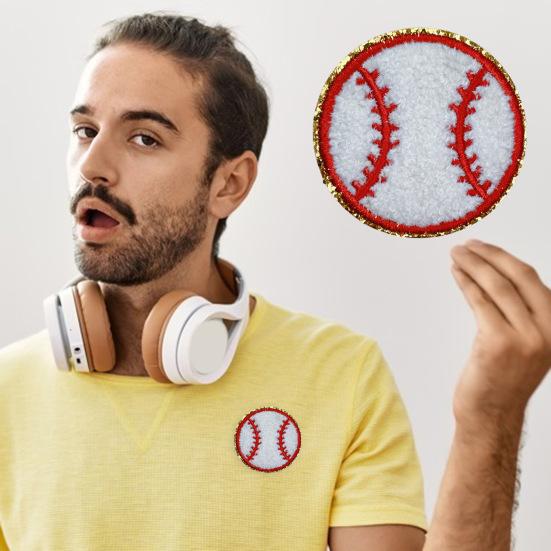 Iron-on Baseball Embroidered Patch Sticker Tear-Resistant Wrinkle-Free Football Volleyball Basketball Applique Patches with Hot Melt Adhesive