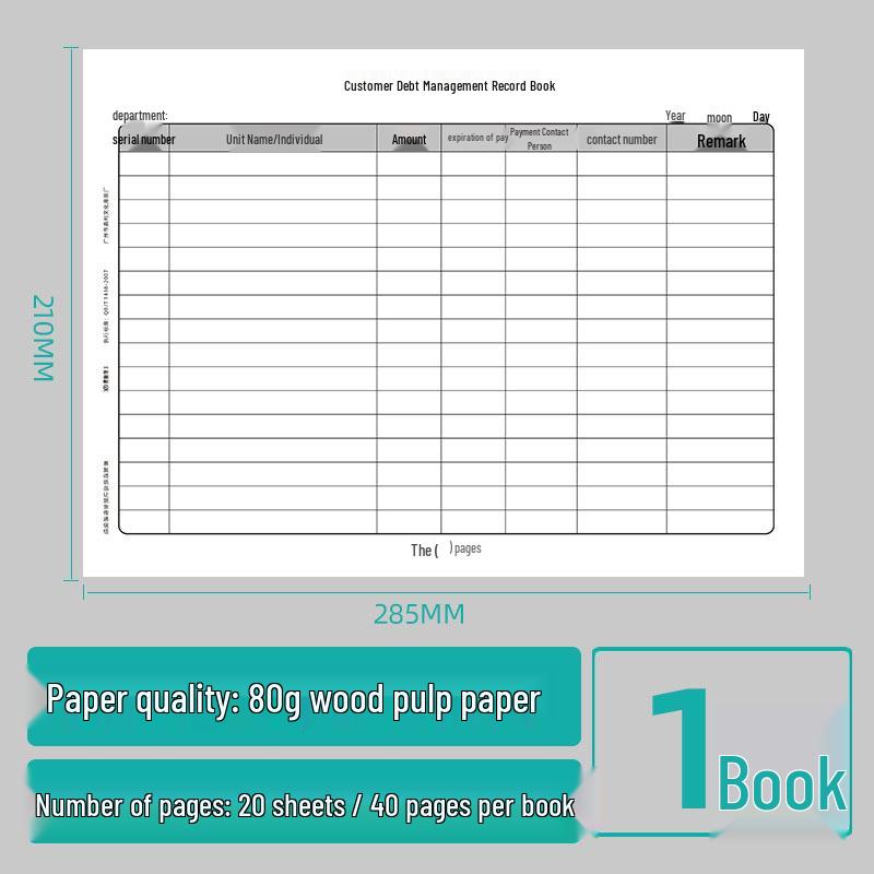 Customer Debt & Payment Record Book
