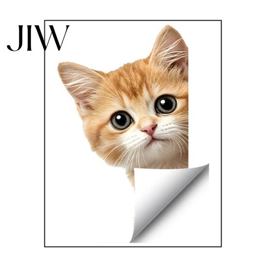 Electrostatic Glass Clings Cute Peeking Animal Static Window Clings, Cartoon Cat Dog Wall Stickers, Waterproof Decorative Stickers for Kids Removable B