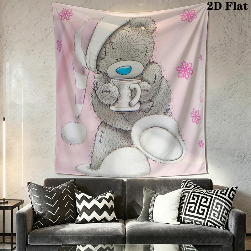 Tatty Teddy Wall Tapestry Aesthetic Wall Hanging Printed Fabric Blanket Decorative Tapestries for Bedroom Living Room Home Decor
