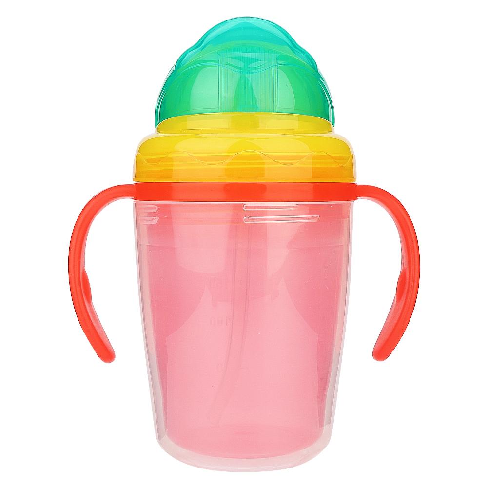 Baby Cup Bottle Straw Water Feeding Portable Handle Training Drinker Accessories (Pink)