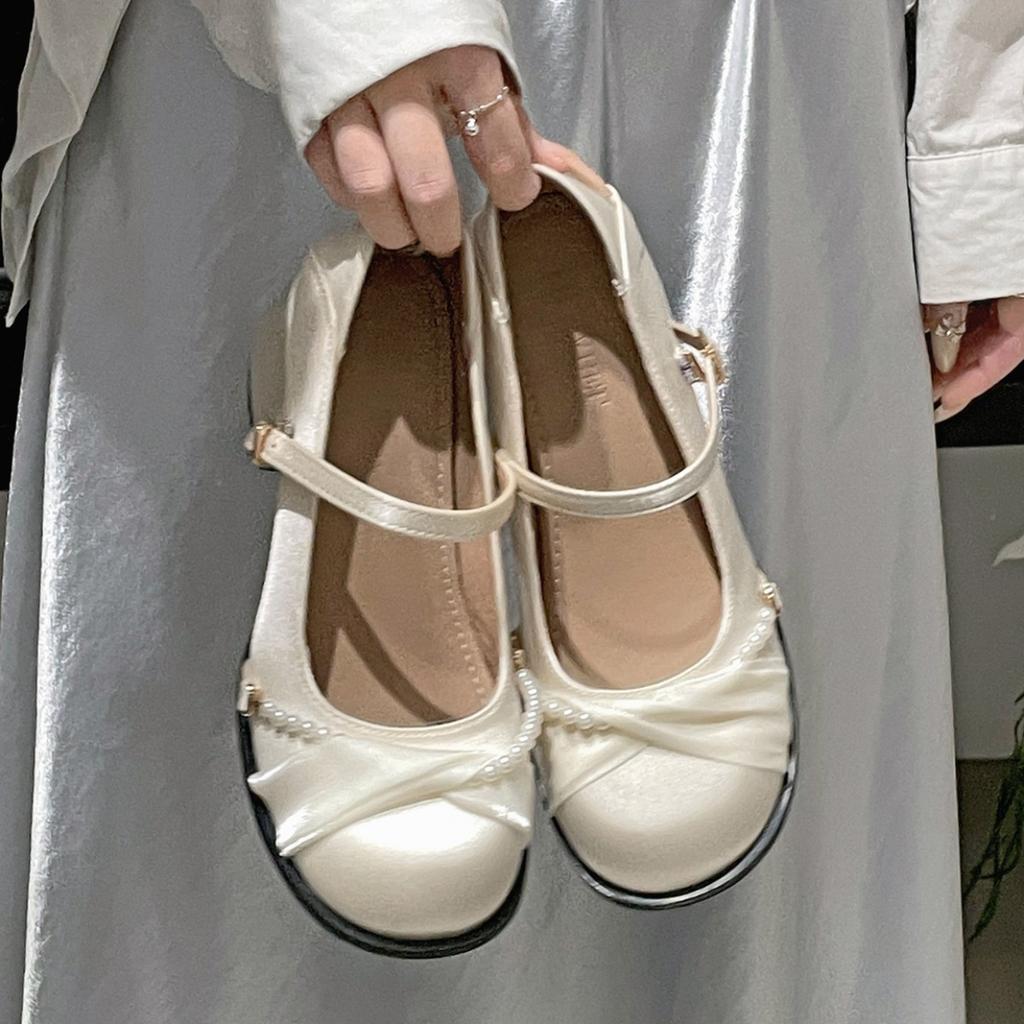 White French round head light mouth thick high heel single shoes women's summer 2025 new with skirt heightening soft sole Mary Jane shoes