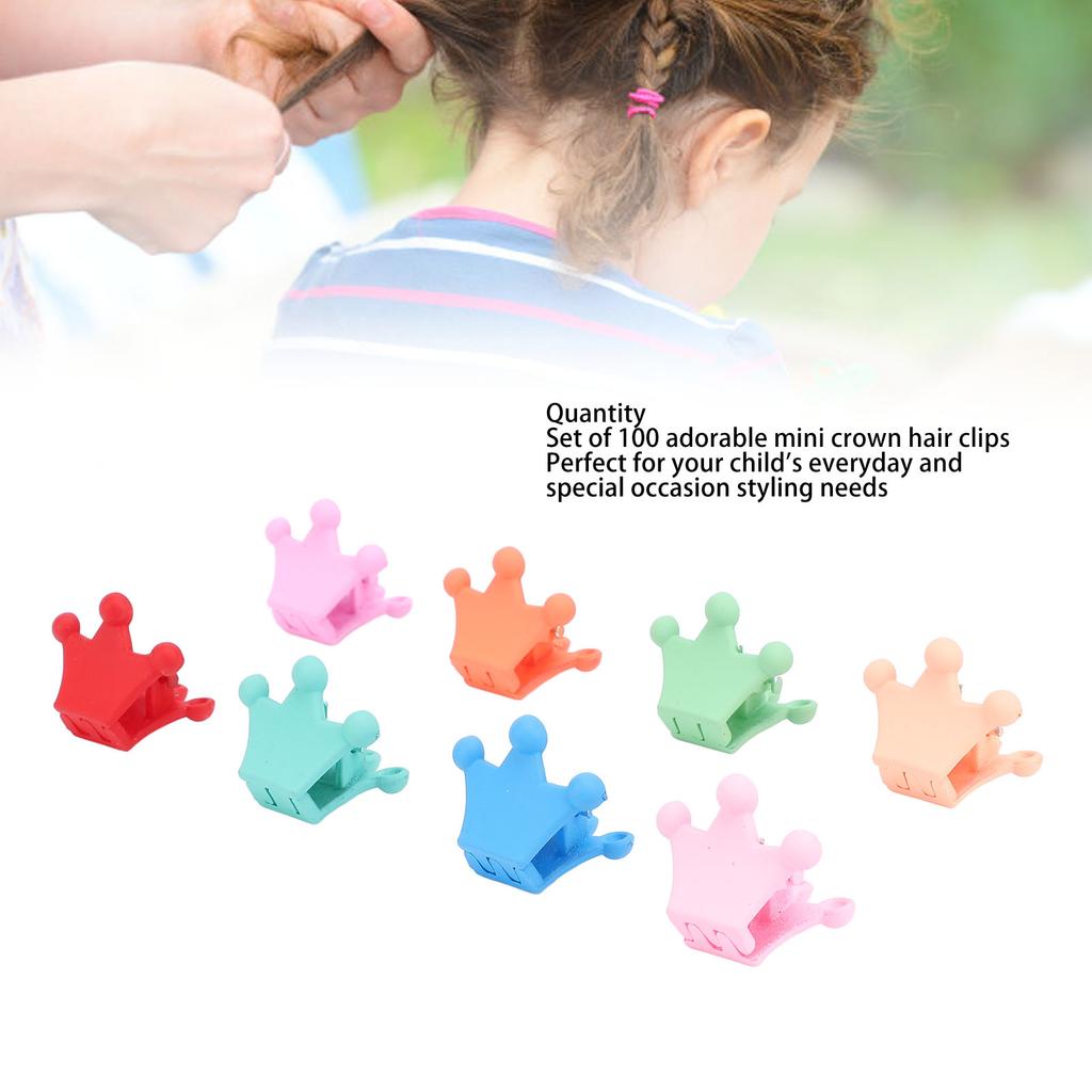 100pcs Crown Shaped Small Hair Claw Clips for Women Girls Cute Matte Colorful Strong Hold Tiny Hair Claw Clips