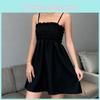 Vintage French Elegant Polyester Slip Dress With Ruffle Detailing For Women