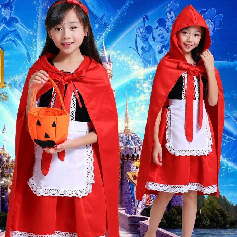 Adorable Little Red Riding Hood Costume For Girls Halloween Cosplay Party