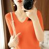 Ice Silk Short-sleeved T-shirt for Women In Summer New V-neck Half-sleeved Stylish Slim Shirt Knitted Thin T-shirt Base Top