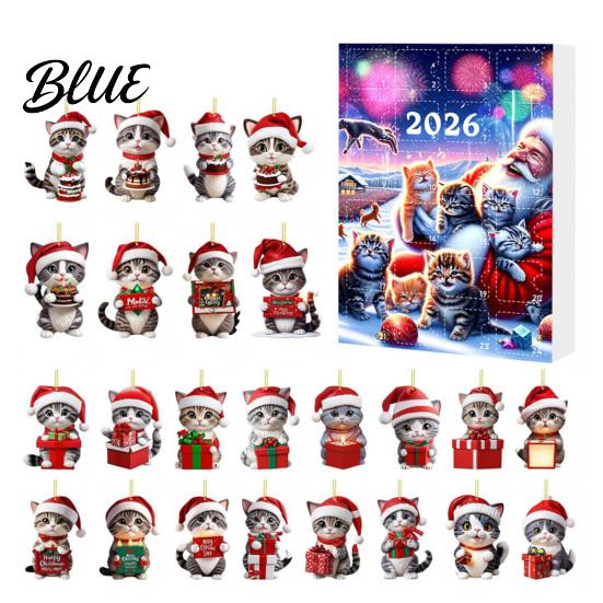 Festive Home Decor 24 Days 2026 Cat Hat Kitten with Santa Advent Calendar Christmas Countdown