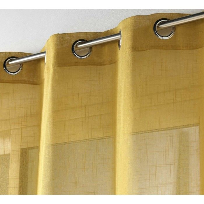 Rideau Voile effet lin 140x280cm Zazy Jaune