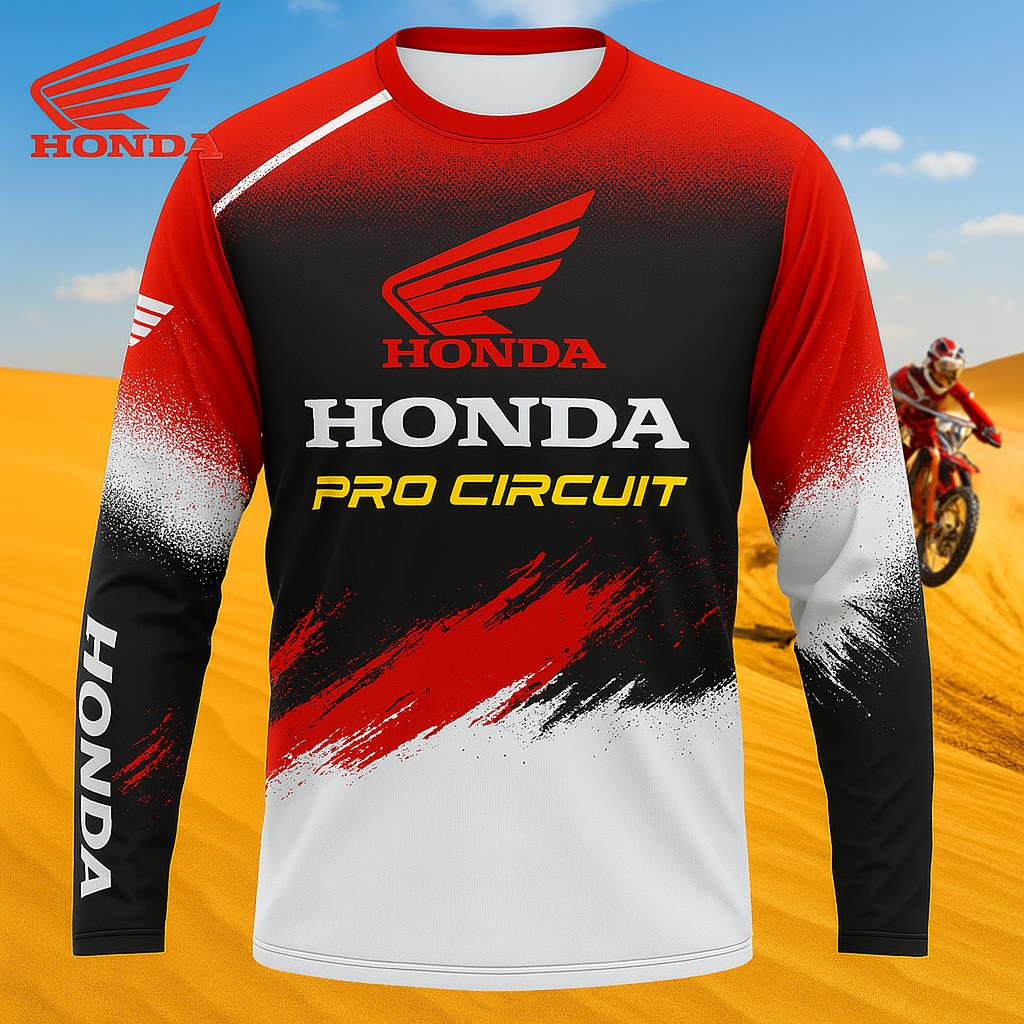 Honda 26 New Quick-Dry Men's Motorcycle Long Sleeve Breathable Riding T-Shirt Suitable for Off-Road Outdoor Riding