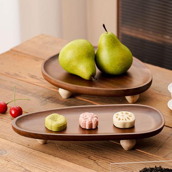 Wooden Display Tray Small Round Rustic Serving Platter Candle Holder Jewelry Tray Farmhouse Modern Home Decor