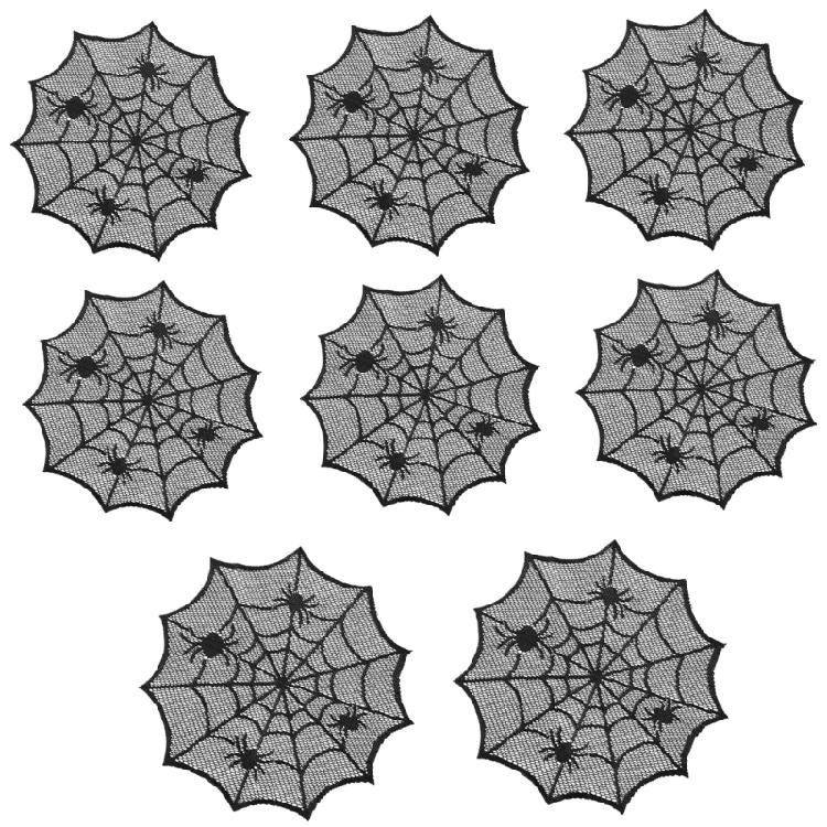 Schwarze runde Schnürsenkel-Deckchen mit Spinnennetzen Tischset für Paare und Einweihung