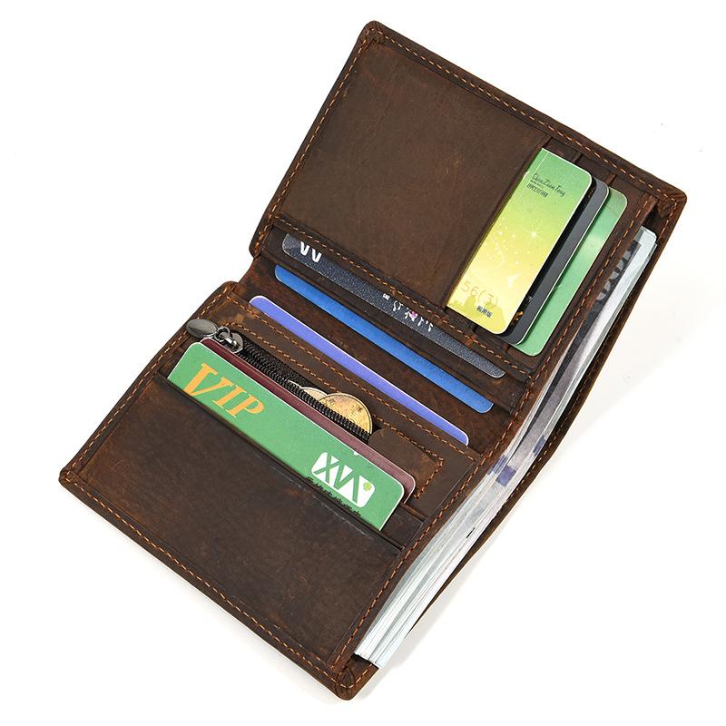 Good Leather Short Wallet Men Male Small Crazy Horse Leather Vintage Purse Slim Wallets Wholesale Bifold Wallets Drop shipping