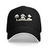 Panda Bear Logo Black Baseball Cap Cute Animal Design Adjustable Hat for Men and Women Fashion Streetwear Accessory