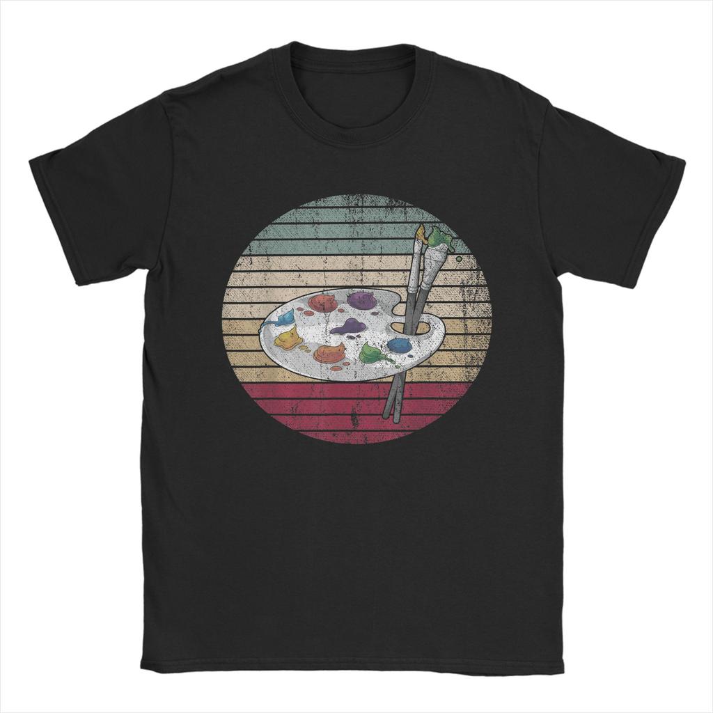 Vintage Retro Sunset Paint Palette T Shirt Men 100 Cotton Novelty TShirt Round Neck  Tees Short Sleeve Tops Gift Idea
