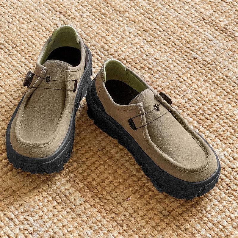 

подошва толстая, для улицы, поворотная кнопка, обувь для хайкинга, ретро, универсальная, мужская обувь, зима, новая, нескользящая, рабочая, легкие лоферы 39 хаки