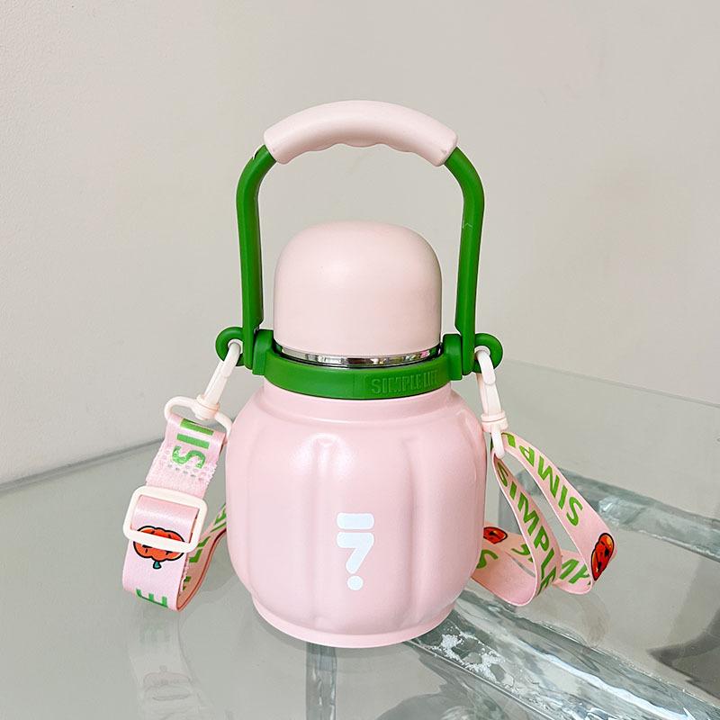 Double Drink Pumpkin Cup New Portable Water Cup Children Cute Large Capacity Stainless Steel Student Thermos Cup