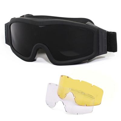 Outdoor-Sportbrille mit 3 austauschbaren Gläsern Offroad-Brille Nachtsicht Stoßfestigkeit