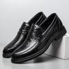 Fashion2024 Newly Men Black Slip-On Leather Shoes Soft Anti-slip Driving Shoes Man Spring Moccasins Social Flat Dress Formal Wear Shoes