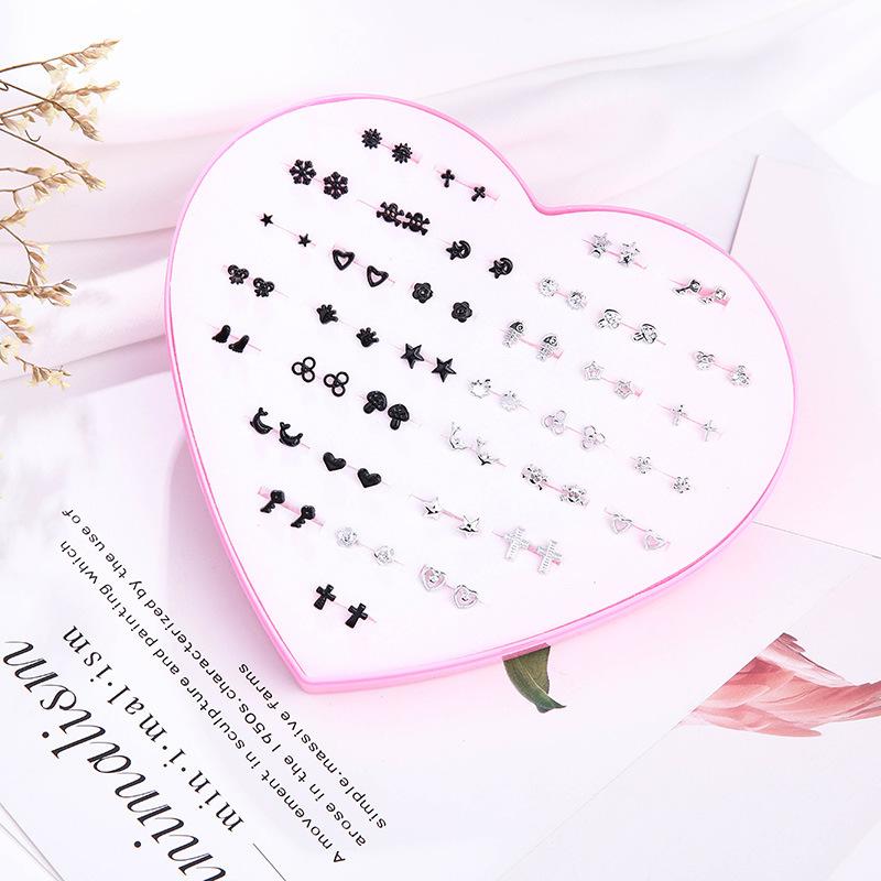 E2233 Simple Mini 36 Peach Heart Gift Box With Plastic Tassel Small Earrings Earrings Earrings